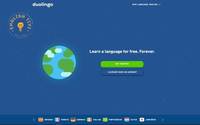 leaing english at website Duolingo