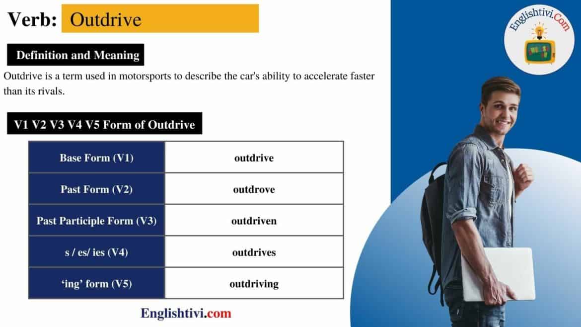 Outdrive V1 V2 V3 V4 V5 Base Form, Past Simple, Past Participle Form of Outdrive