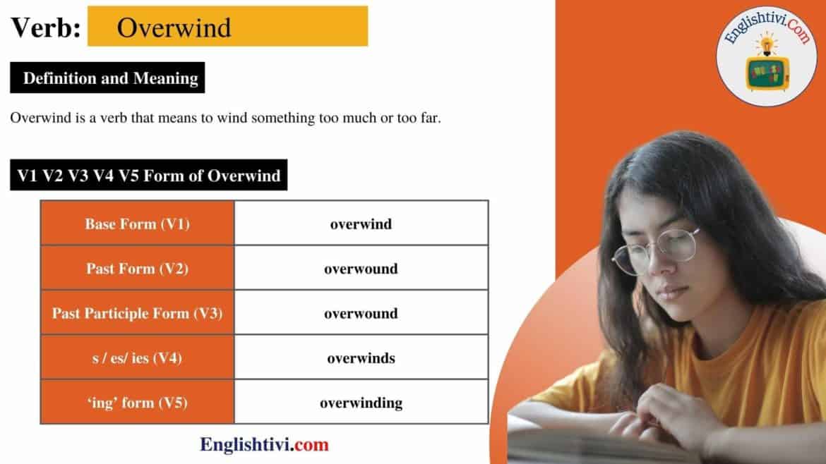 Overwind V1 V2 V3 V4 V5 Base Form, Past Simple, Past Participle Form of Overwind