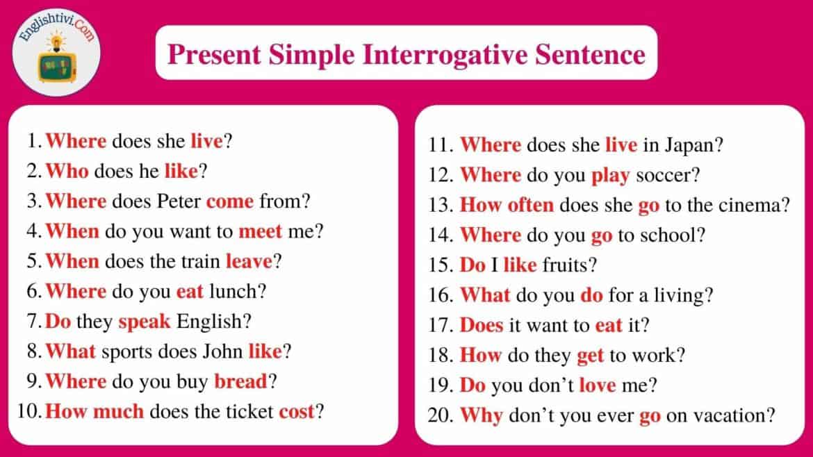 60 Sentences Example In Present Simple Tense - Englishtivi