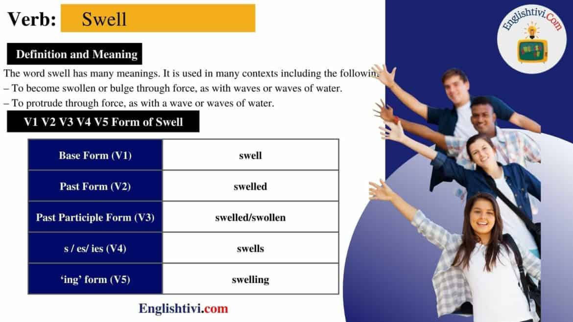 Swell V1 V2 V3 V4 V5 Base Form, Past Simple, Past Participle Form of Swell