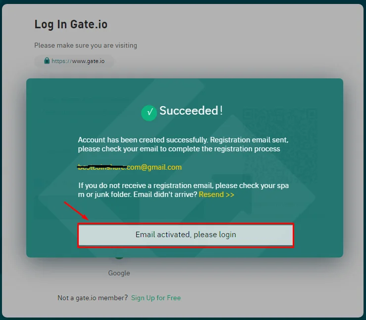 email acctived create gate account