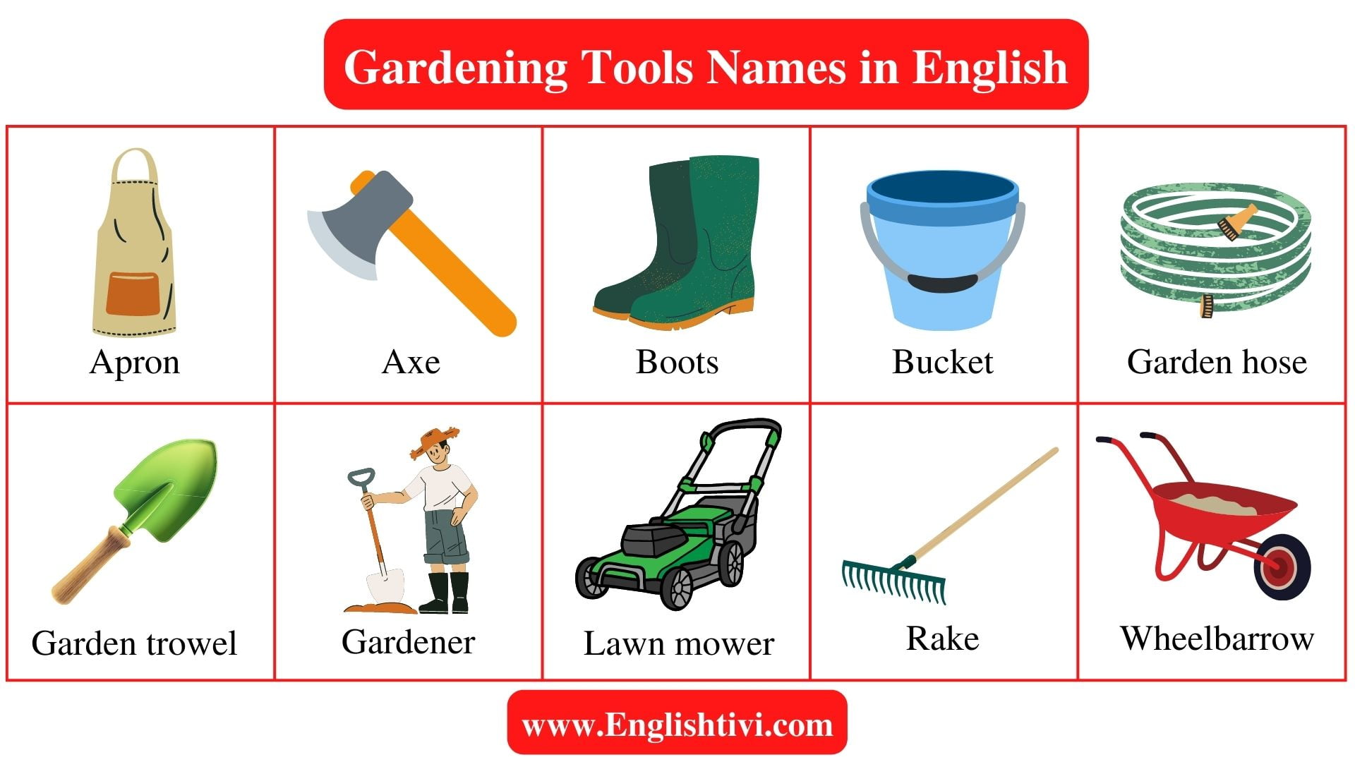 Gardening Tools Names In English With Pictures Englishtivi