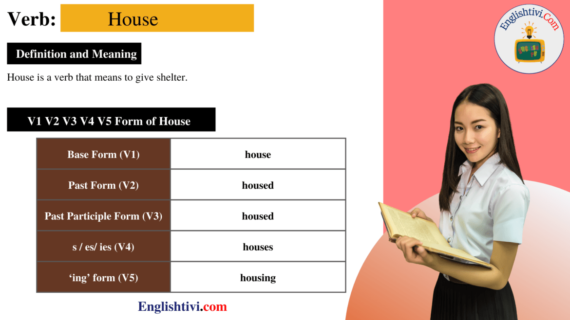 House V1 V2 V3 V4 V5 Base Form, Past Simple, Past Participle Form of House