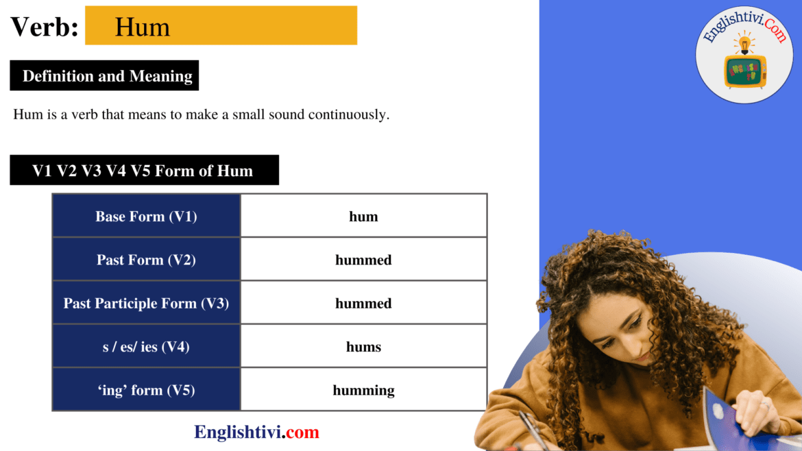 Hum V1 V2 V3 V4 V5 Base Form, Past Simple, Past Participle Form of Hum