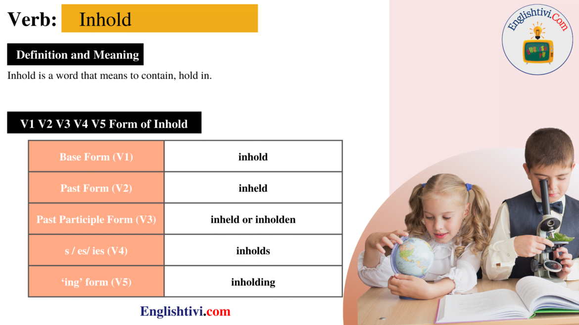 Inhold V1 V2 V3 V4 V5 Base Form, Past Simple, Past Participle Form of Inhold
