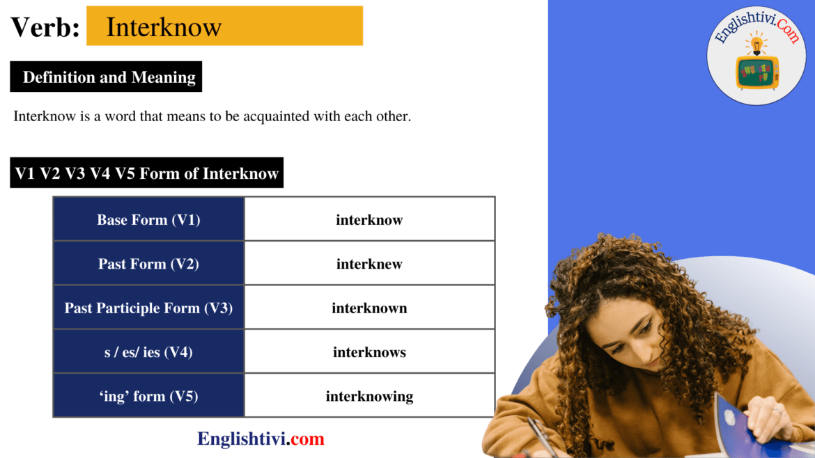 Interknow V1 V2 V3 V4 V5 Base Form, Past Simple, Past Participle Form of Interknow