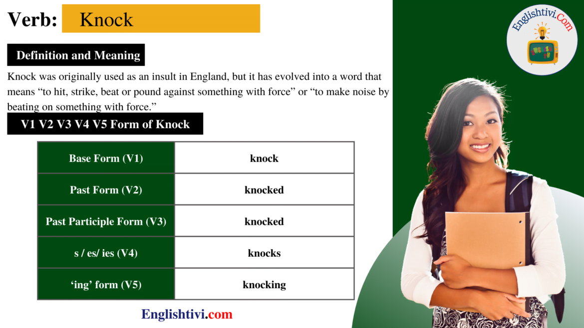 Knock V1 V2 V3 V4 V5 Base Form, Past Simple, Past Participle Form of Knock