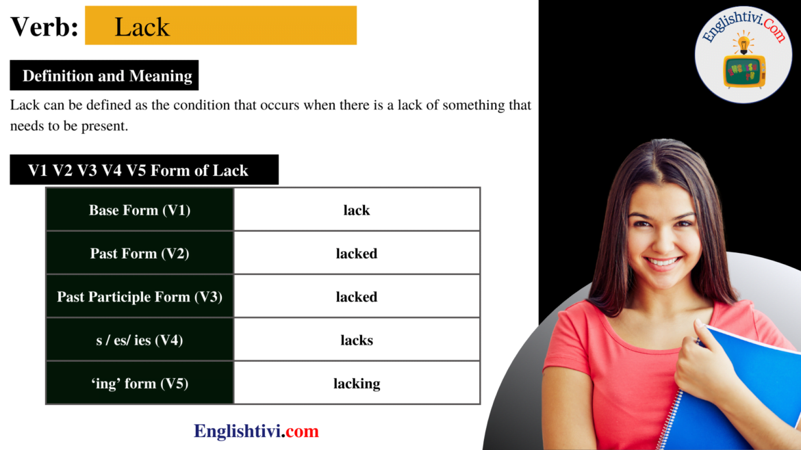Lack V1 V2 V3 V4 V5 Base Form, Past Simple, Past Participle Form of Lack