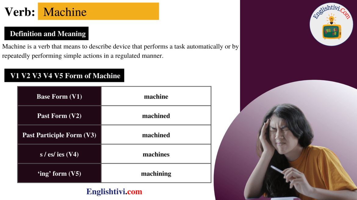 Machine V1 V2 V3 V4 V5 Base Form, Past Simple, Past Participle Form of Machine