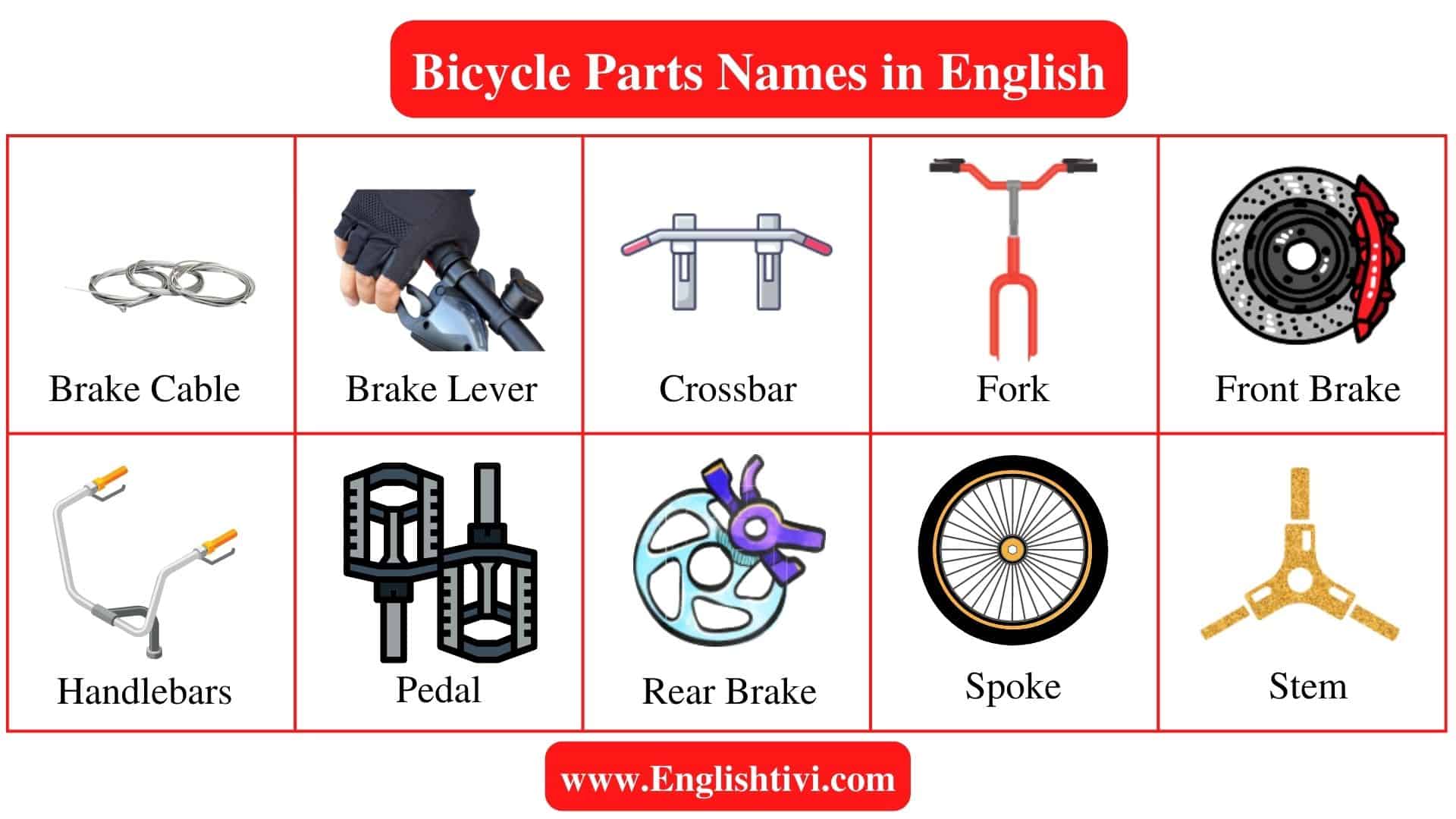 Bike parts hot sale names list