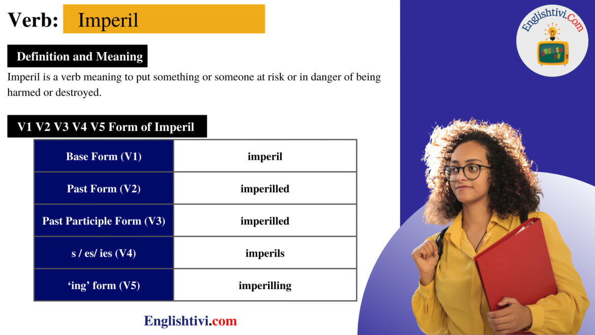 Imperil V1 V2 V3 V4 V5 Base Form, Past Simple, Past Participle Form of Imperil