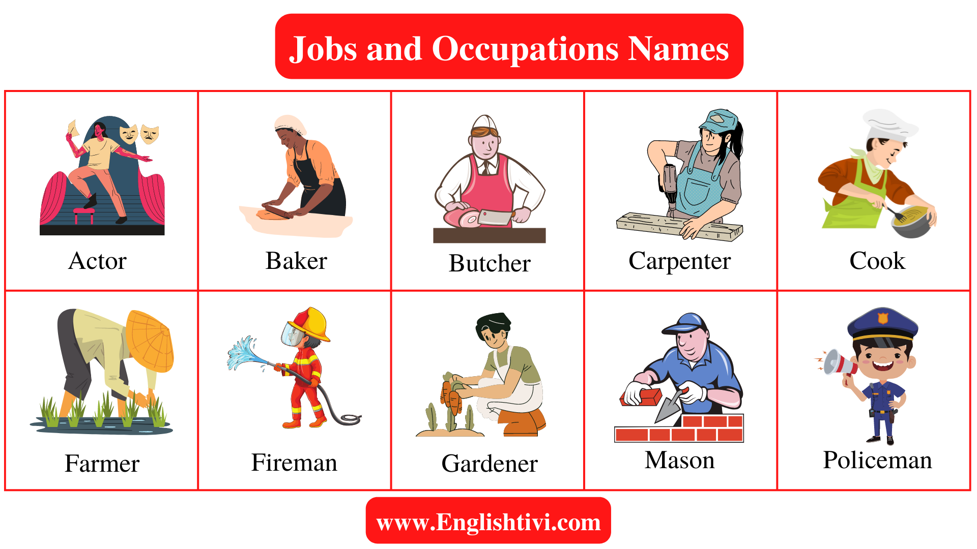 Jobs and Occupations Names in English with Pictures Englishtivi