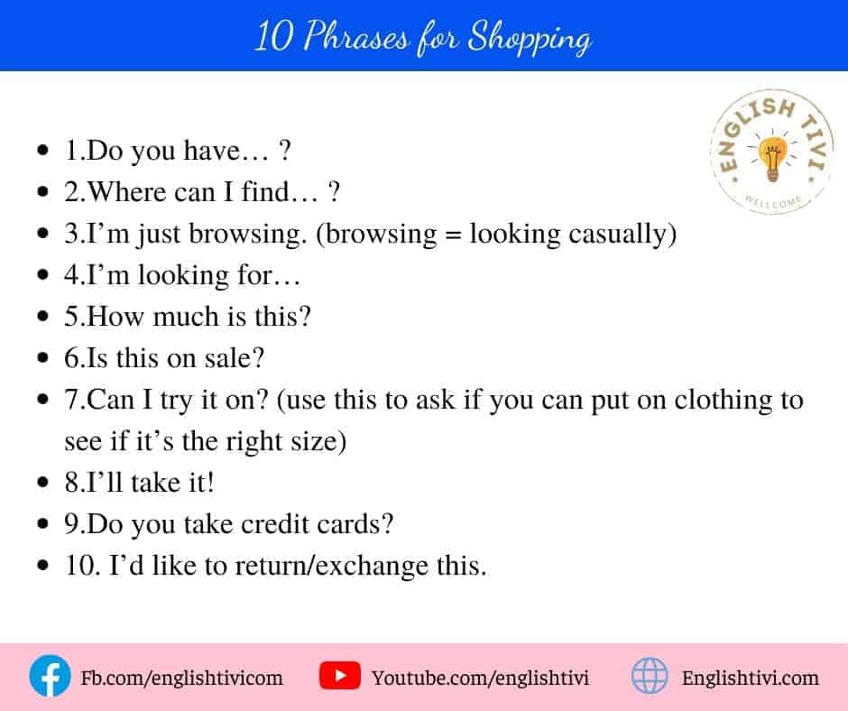 10 Phrases for Shopping