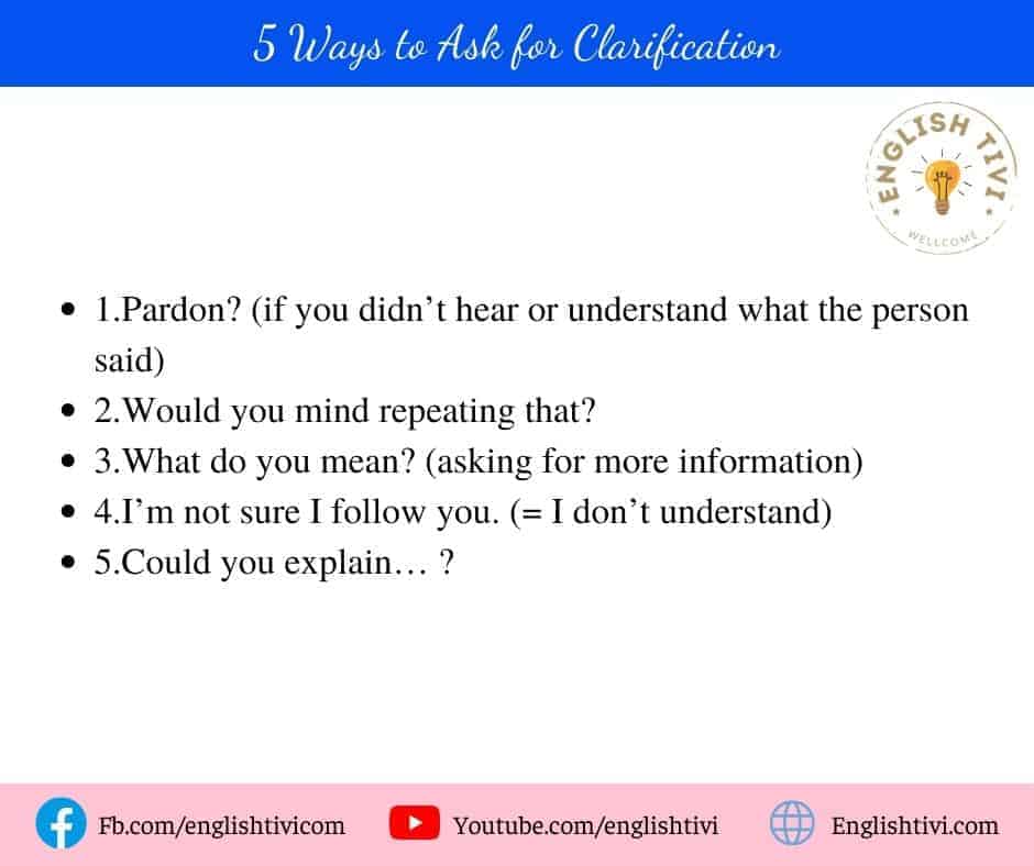 5 Ways to Ask for Clarification common english phrases