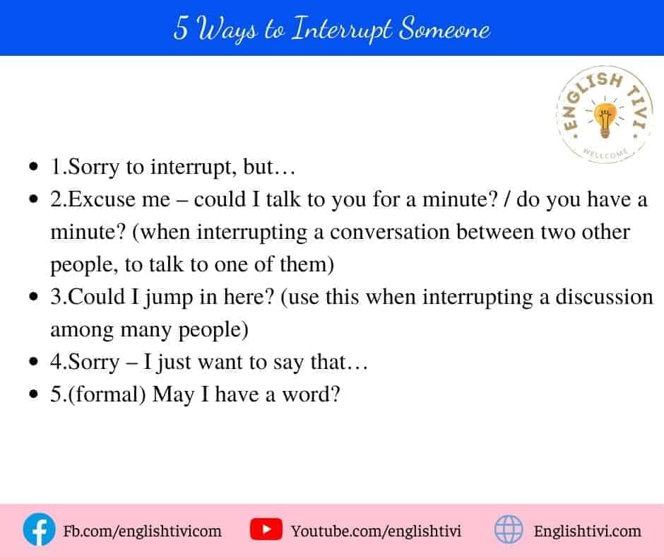 5 Ways to Interrupt Someone English Phrases for Daily use 