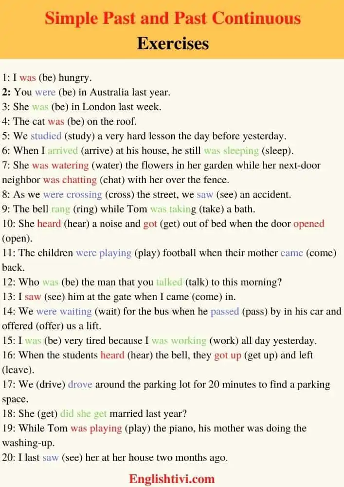 Past Continuous and Simple Past With When
