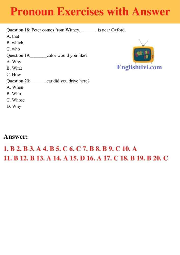 pronoun exercises pdf