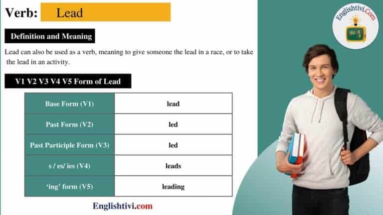 Lead V1 V2 V3 V4 V5 Base Form, Past Simple, Past Participle Form of ...