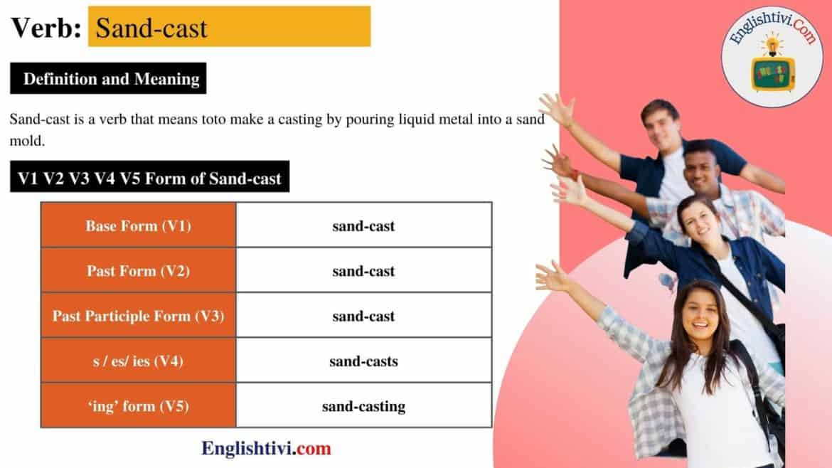 Sand-cast V1 V2 V3 V4 V5 Base Form, Past Simple, Past Participle Form of Sand-cast