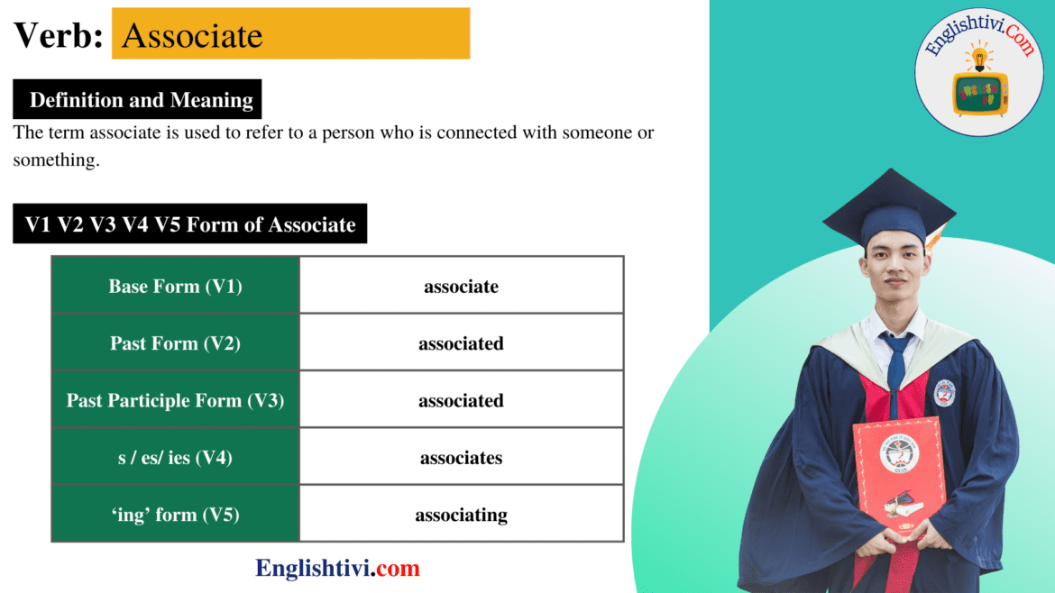 Associate V1 V2 V3 V4 V5 Base Form, Past Simple, Past Participle Form of Associate