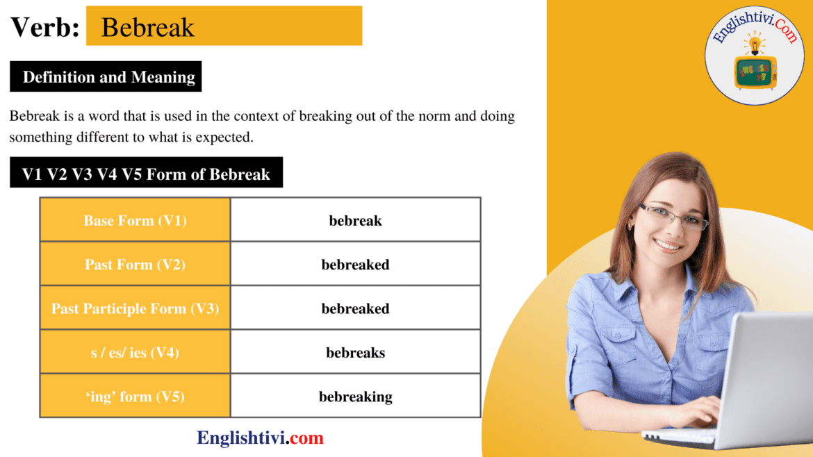 Bebreak V1 V2 V3 V4 V5 Base Form, Past Simple, Past Participle Form of bebreak