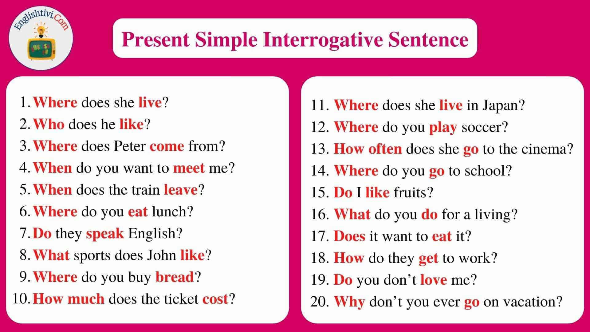 60 Sentences Example In Present Simple Tense Englishtivi