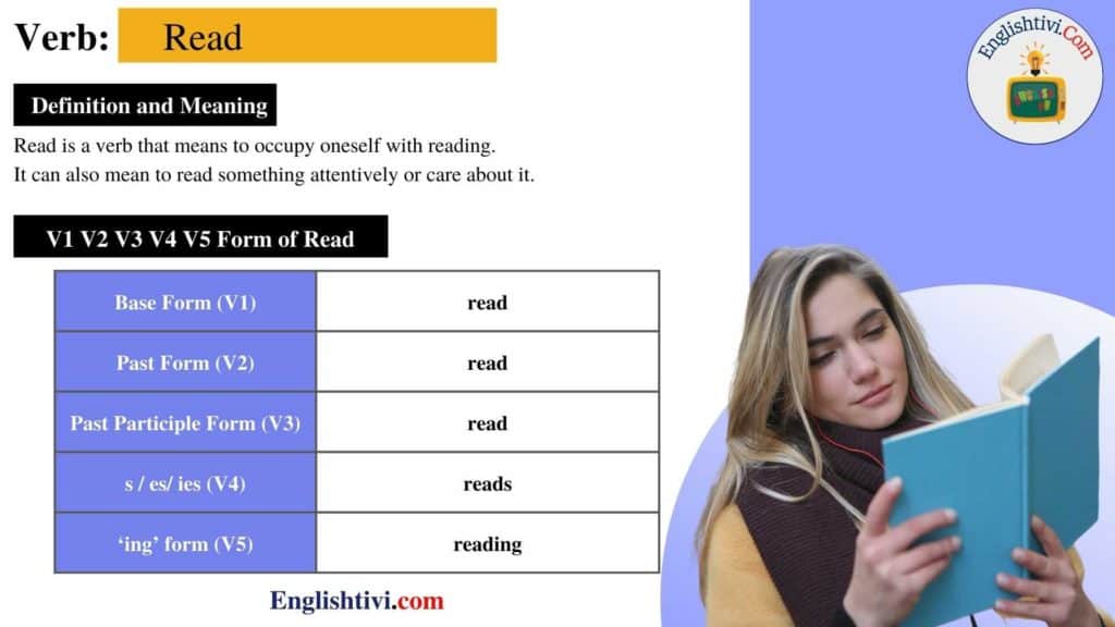 Read V1 V2 V3 V4 V5 Base Form, Past Simple, Past Participle Form of ...