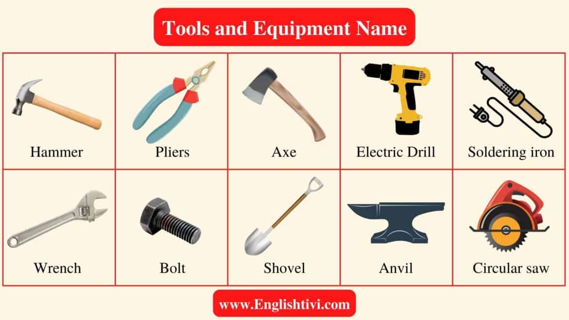 Tools Name: List of a Tools and Equipment Name