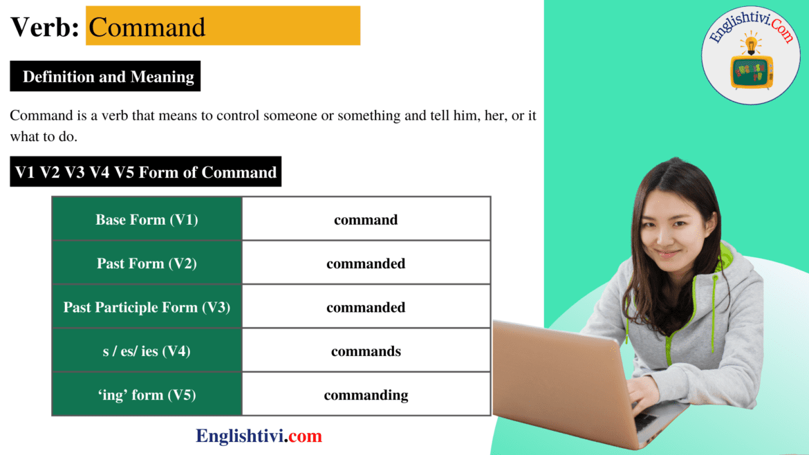 Command V1 V2 V3 V4 V5 Base Form, Past Simple, Past Participle Form of Command
