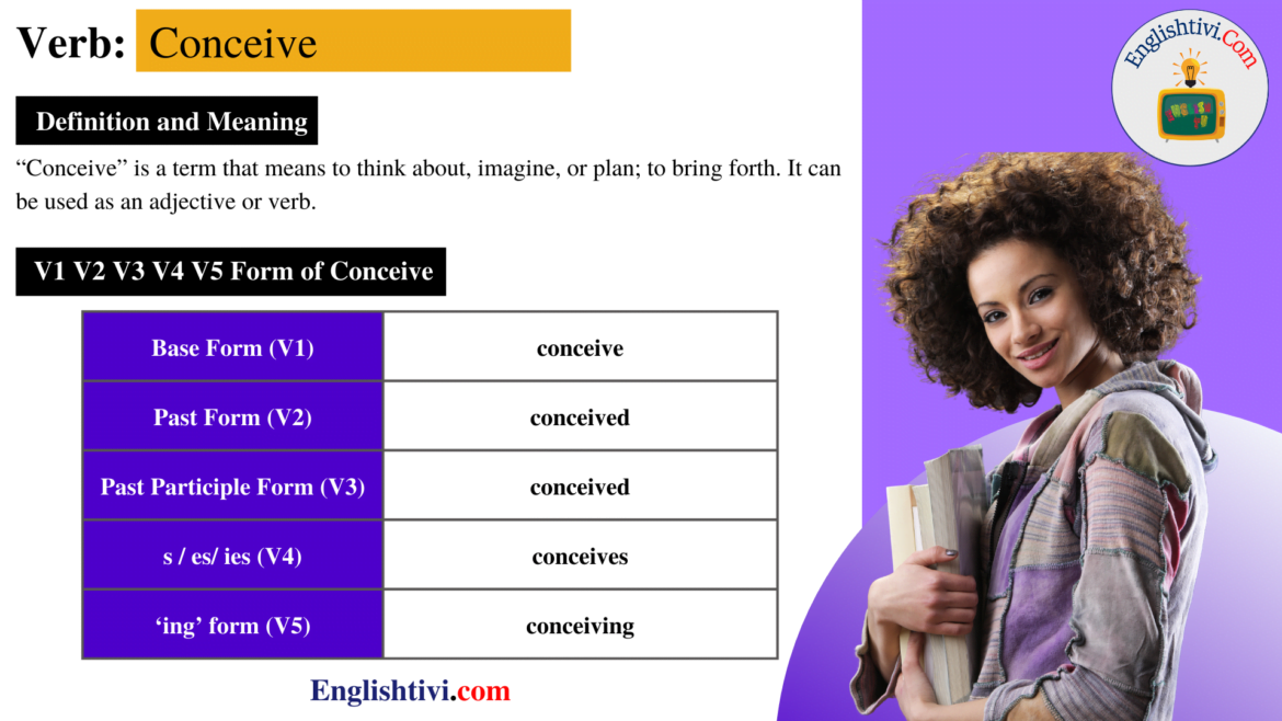 Conceive V1 V2 V3 V4 V5 Base Form, Past Simple, Past Participle Form of Conceive