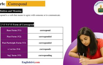 Correspond V1 V2 V3 V4 V5 Base Form, Past Simple, Past Participle Form of Correspond