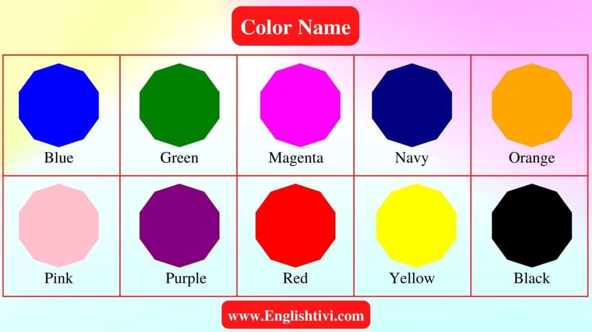 List of Colours/Colors Name in English with Pictures