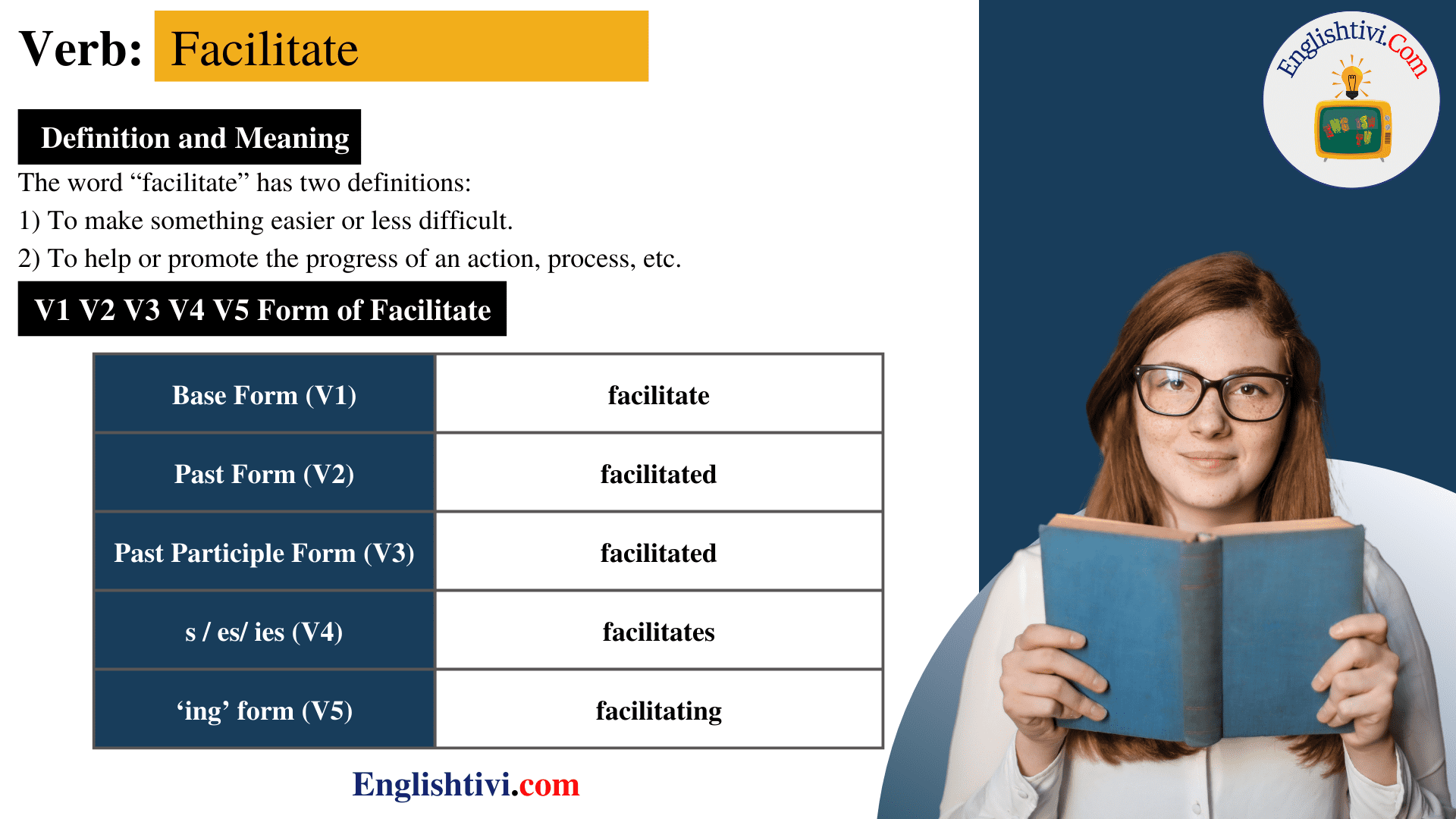 facilitate-v1-v2-v3-v4-v5-base-form-past-simple-past-participle-form