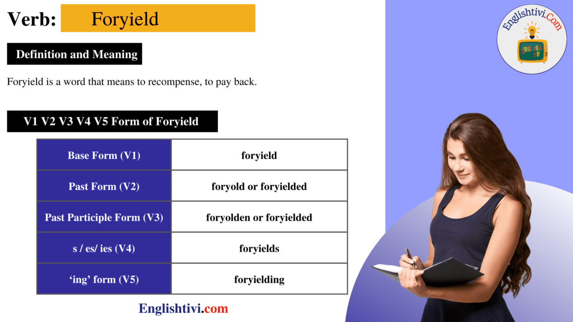 Foryield V1 V2 V3 V4 V5 Base Form, Past Simple, Past Participle Form of Foryield