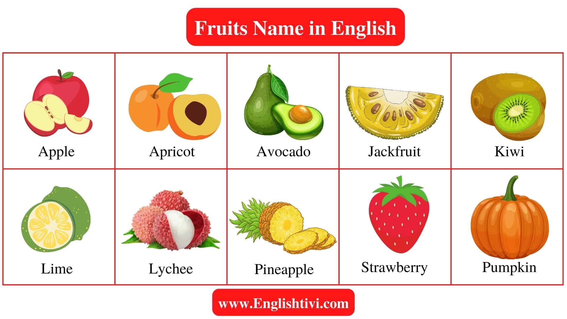 Fruits Name: List of Fruits Name in English with Pictures - Englishtivi