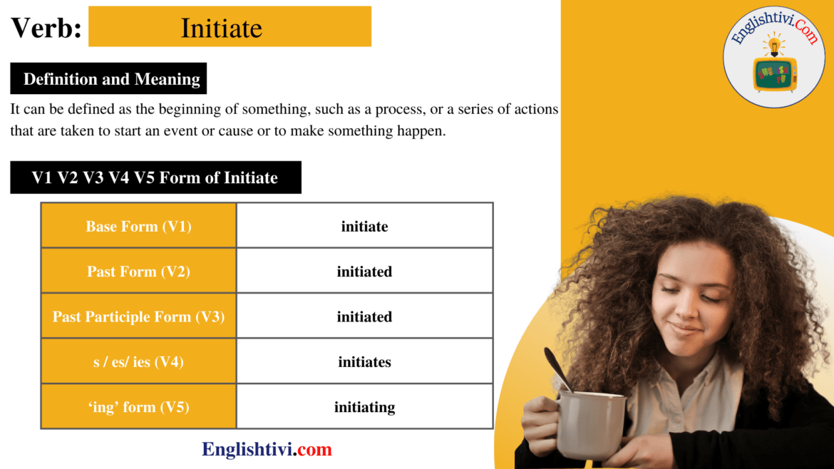 Initiate V1 V2 V3 V4 V5 Base Form, Past Simple, Past Participle Form of Initiate