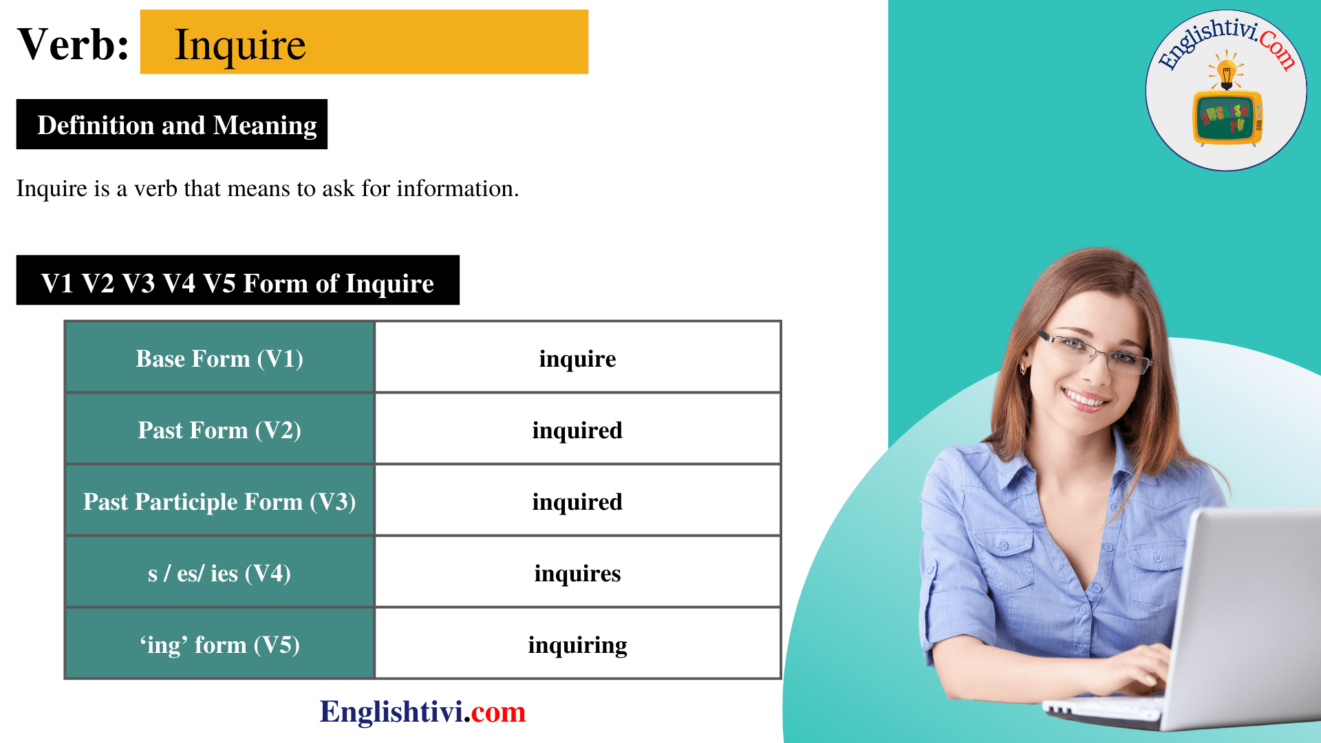 inquire-v1-v2-v3-v4-v5-base-form-past-simple-past-participle-form-of