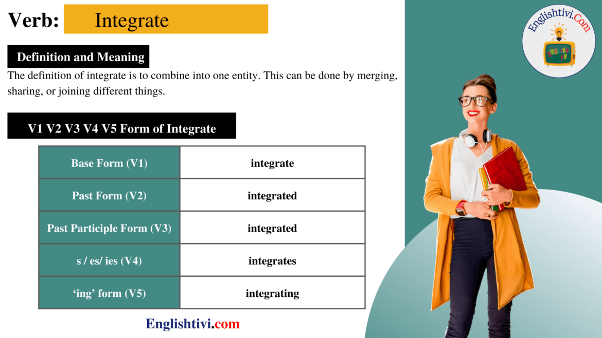 Integrate V1 V2 V3 V4 V5 Base Form, Past Simple, Past Participle Form of Integrate