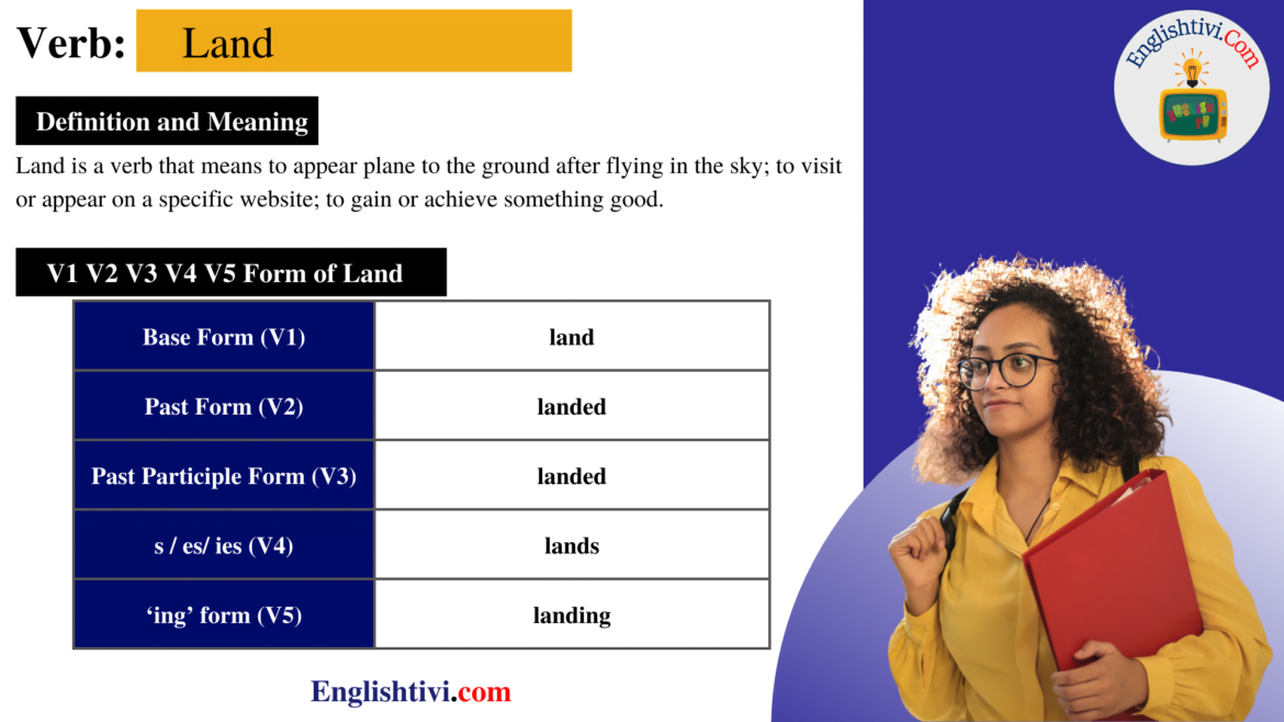 Land V1 V2 V3 V4 V5 Base Form, Past Simple, Past Participle Form of Land