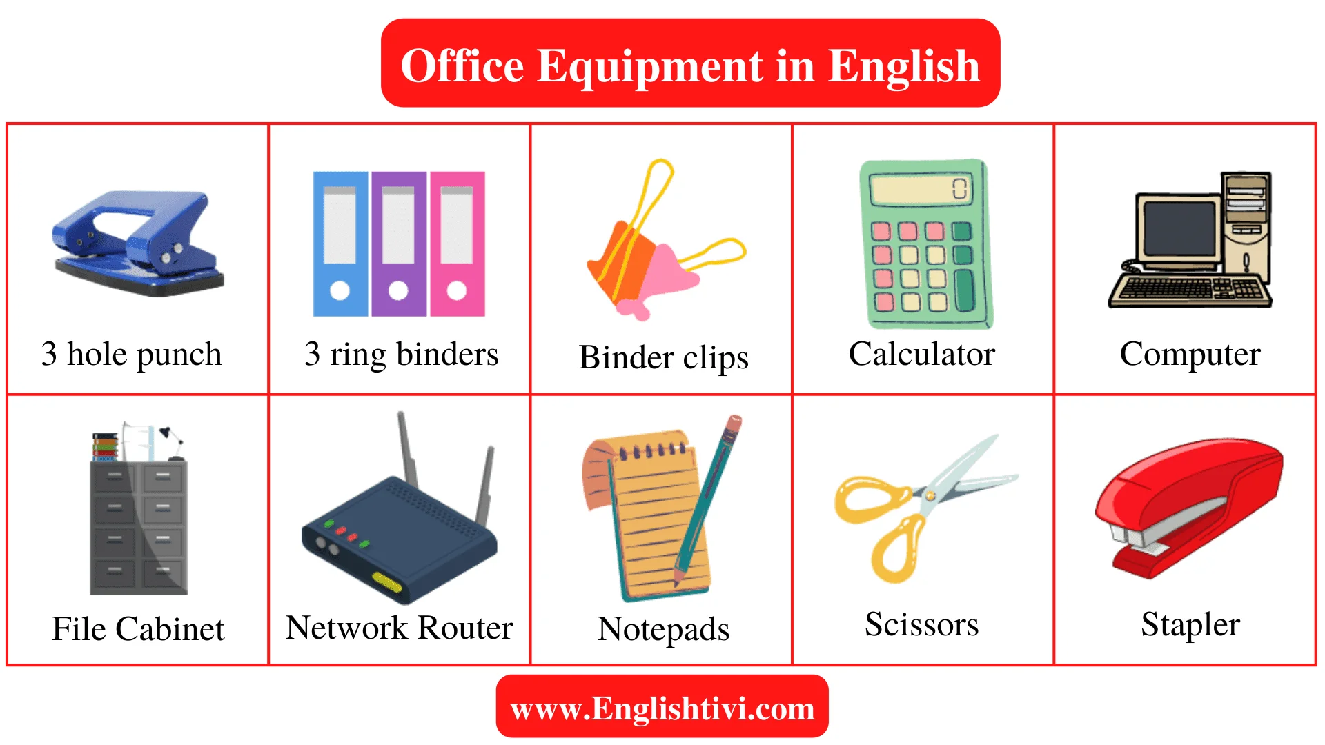 Office Equipment in English With Pictures - Englishtivi