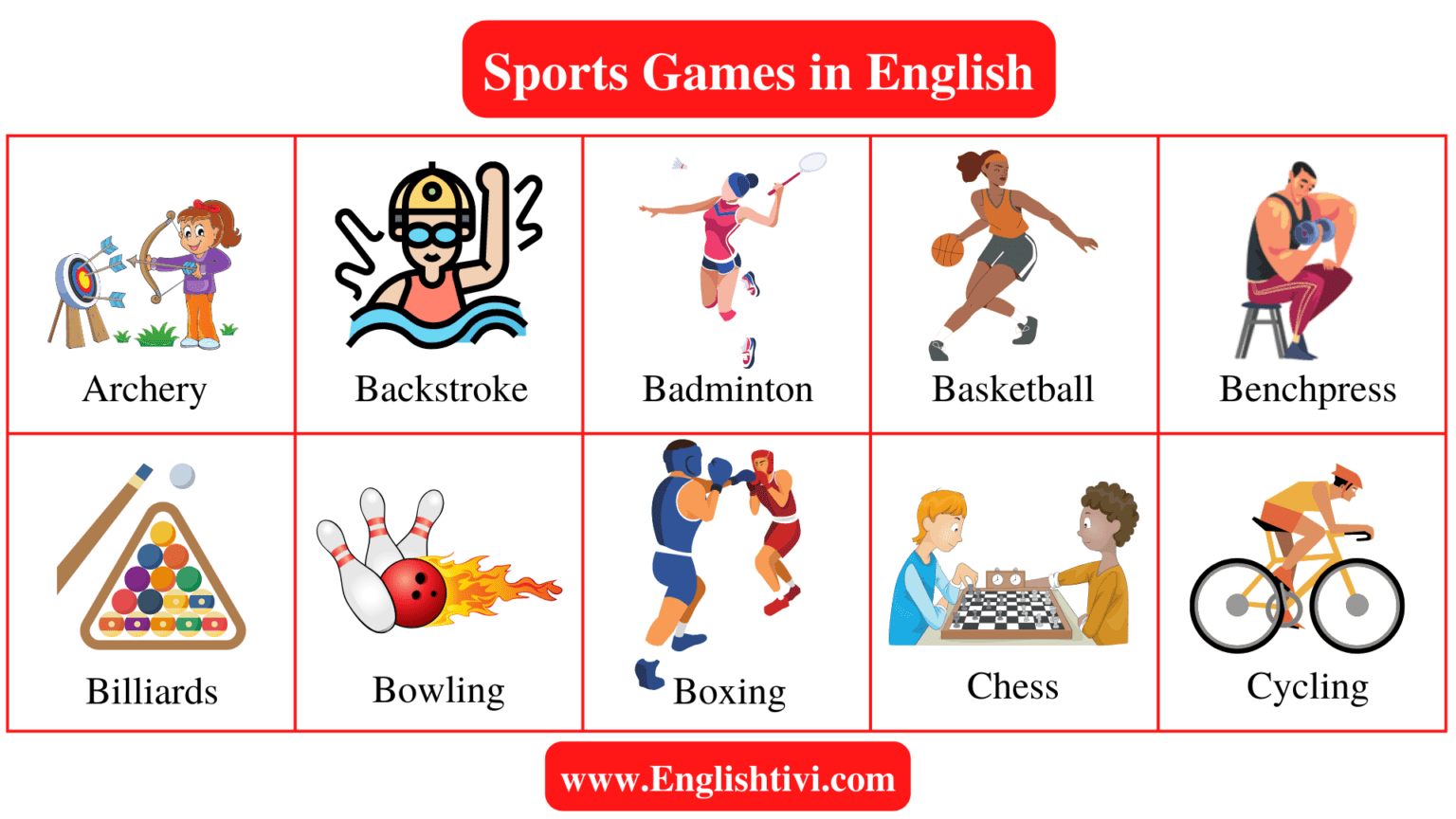 Types of Sports Games in English With Pictures Englishtivi