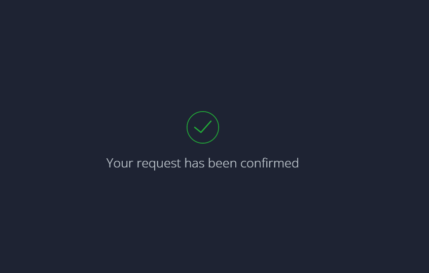Withdrawal request successful.